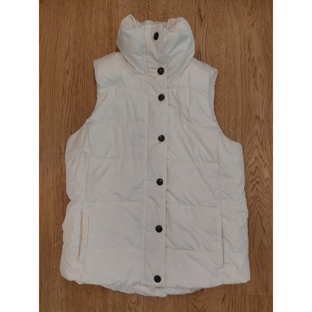 NEW Old Navy White Puffer Jacket Vest Fleece Lined Women's Size Small